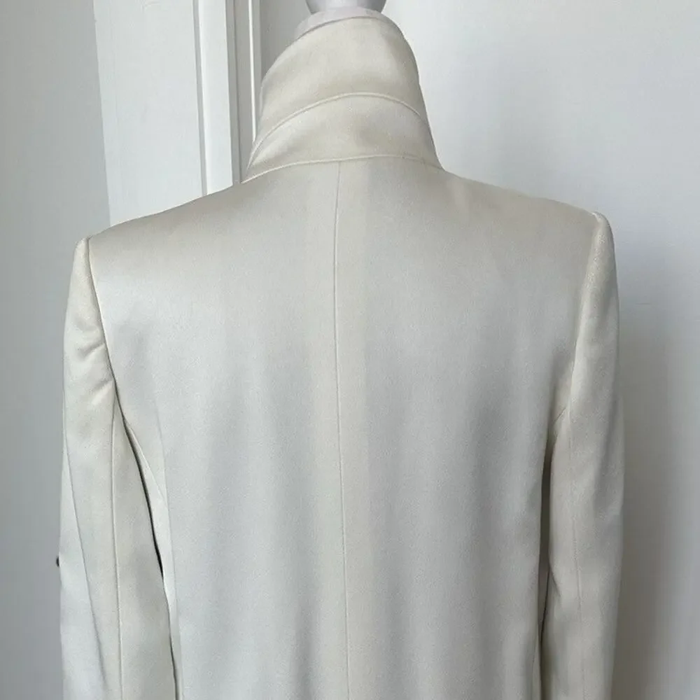 Anthony Vaccarello Hardcore Spike White Midi Coat size FR 36 Black Leather Belt